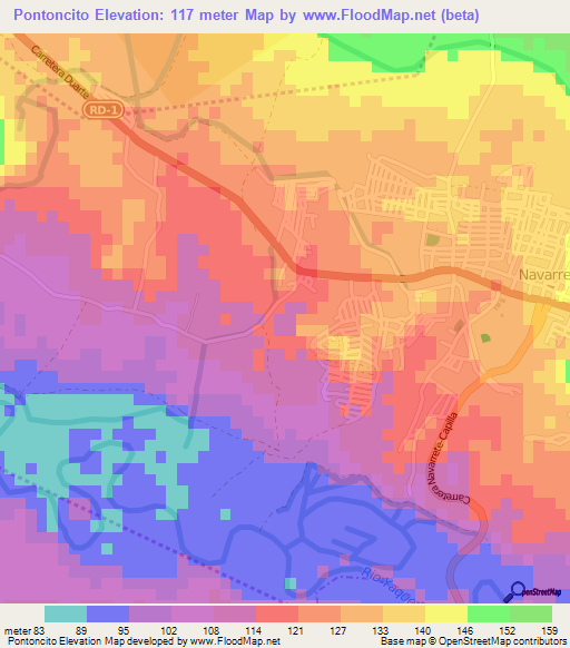 Pontoncito,Dominican Republic Elevation Map