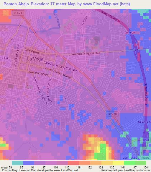 Ponton Abajo,Dominican Republic Elevation Map