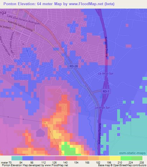 Ponton,Dominican Republic Elevation Map