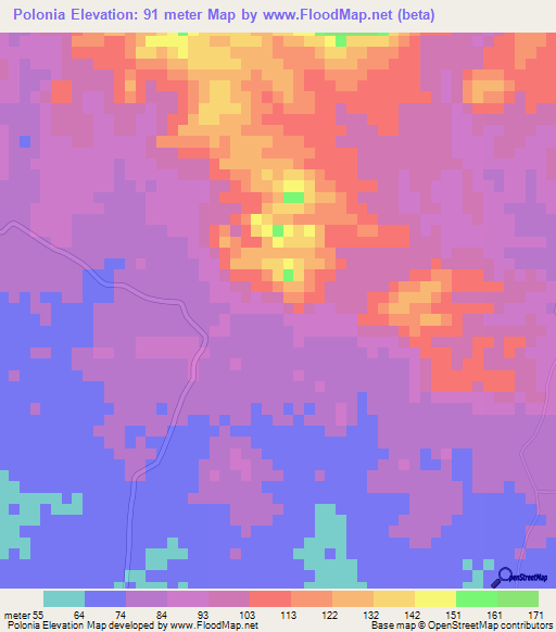 Polonia,Dominican Republic Elevation Map