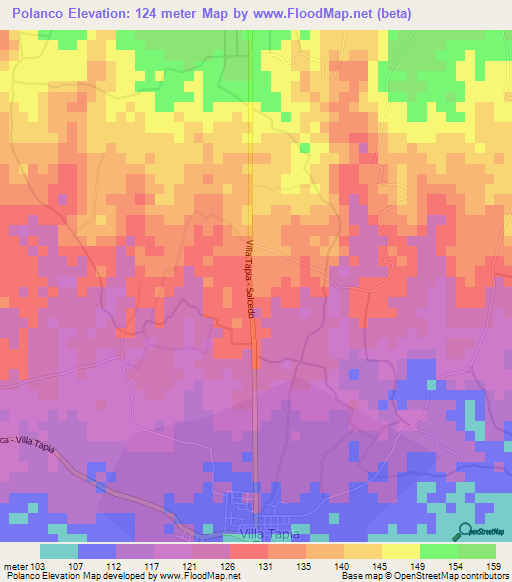 Polanco,Dominican Republic Elevation Map