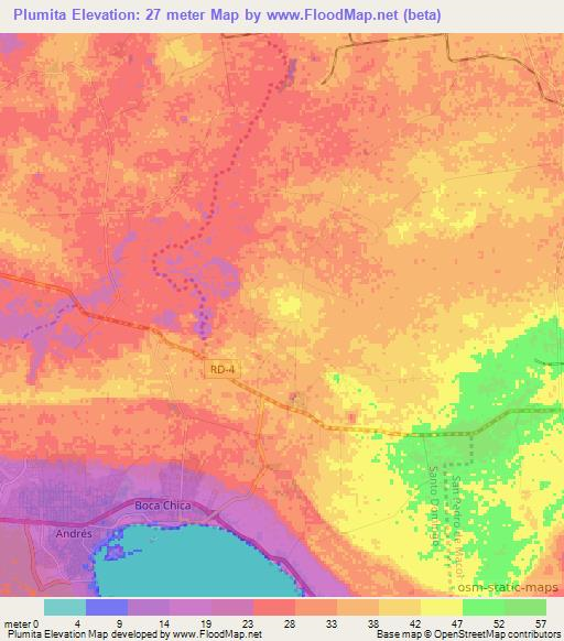 Plumita,Dominican Republic Elevation Map