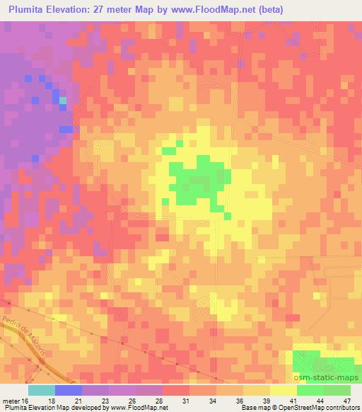 Plumita,Dominican Republic Elevation Map