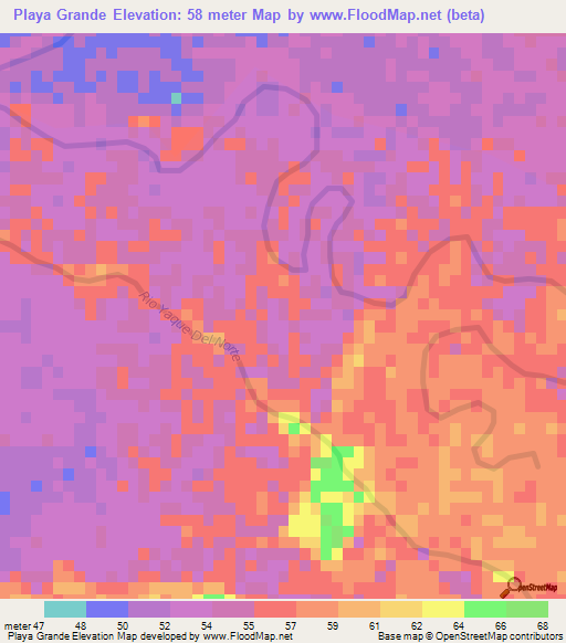Playa Grande,Dominican Republic Elevation Map