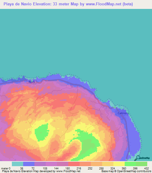 Playa de Navio,Dominican Republic Elevation Map