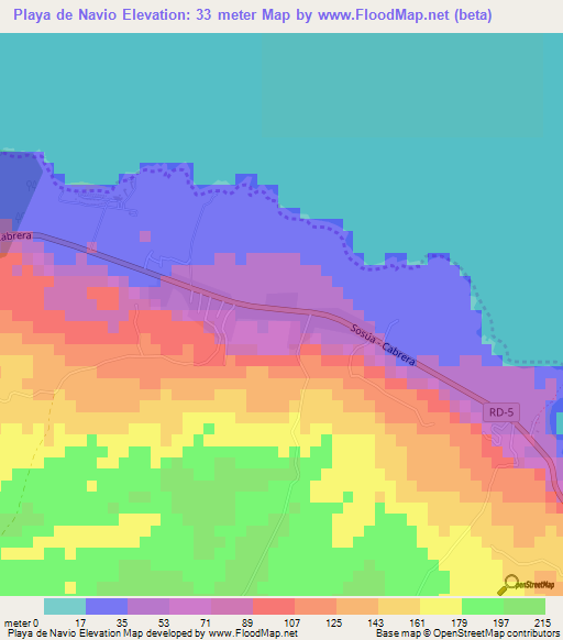 Playa de Navio,Dominican Republic Elevation Map