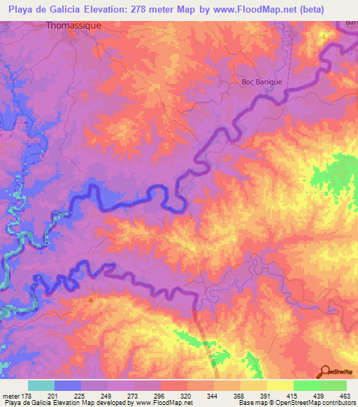 Playa de Galicia,Dominican Republic Elevation Map