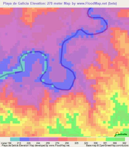 Playa de Galicia,Dominican Republic Elevation Map