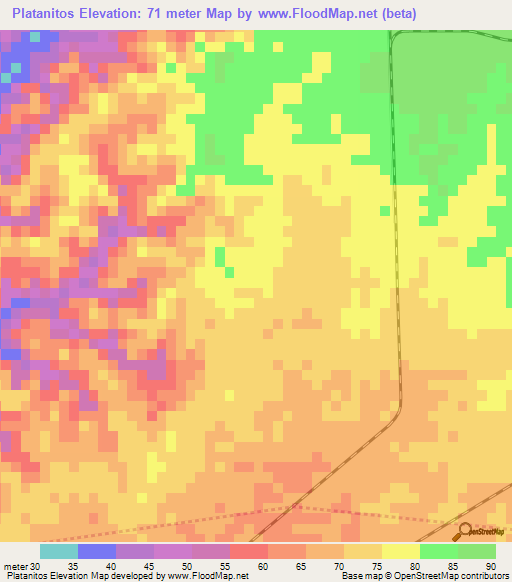 Platanitos,Dominican Republic Elevation Map