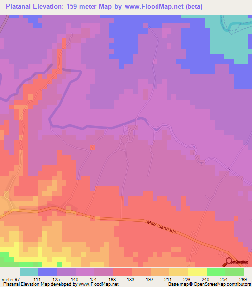 Platanal,Dominican Republic Elevation Map