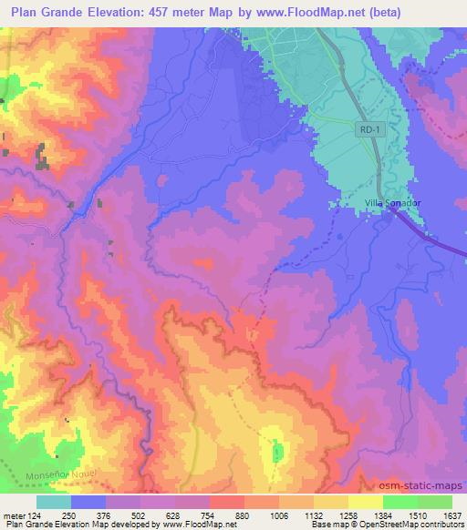 Plan Grande,Dominican Republic Elevation Map