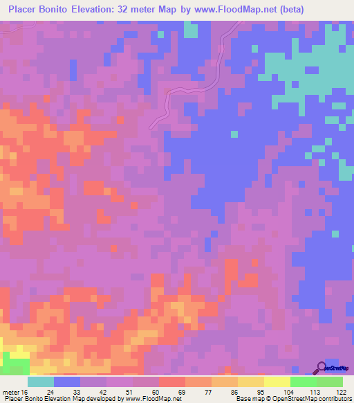 Placer Bonito,Dominican Republic Elevation Map