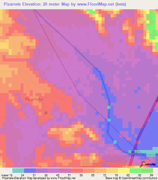 Pizarrete,Dominican Republic Elevation Map