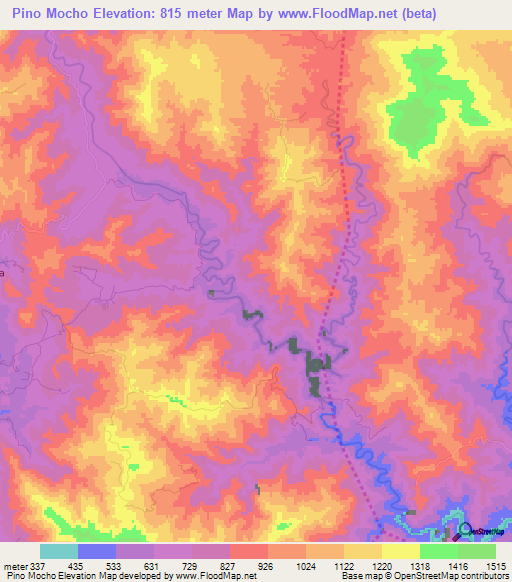 Pino Mocho,Dominican Republic Elevation Map