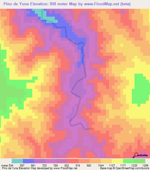 Pino de Yuna,Dominican Republic Elevation Map