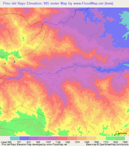 Pino del Rayo,Dominican Republic Elevation Map