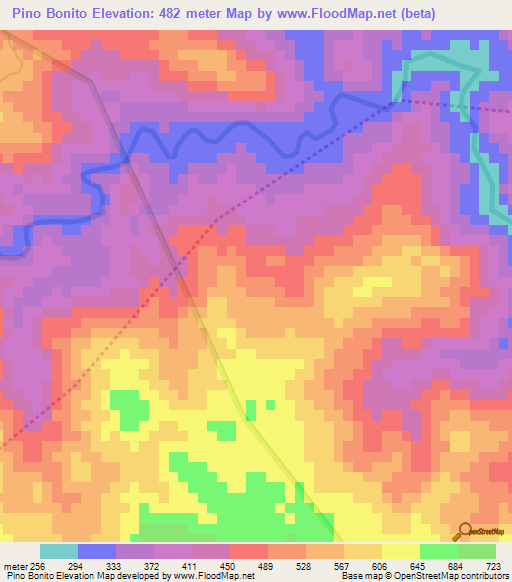 Pino Bonito,Dominican Republic Elevation Map