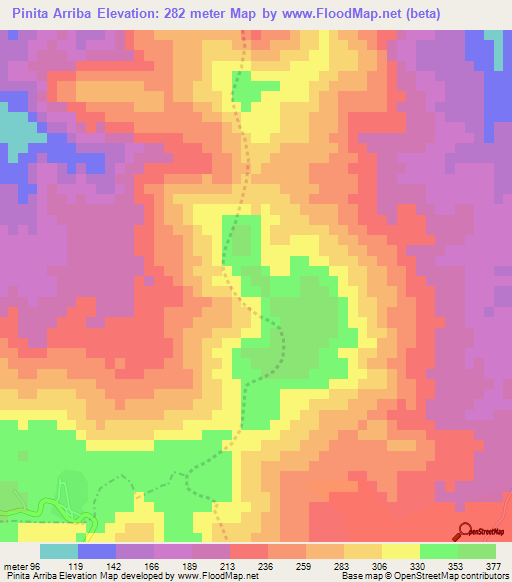 Pinita Arriba,Dominican Republic Elevation Map