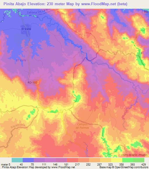 Pinita Abajo,Dominican Republic Elevation Map