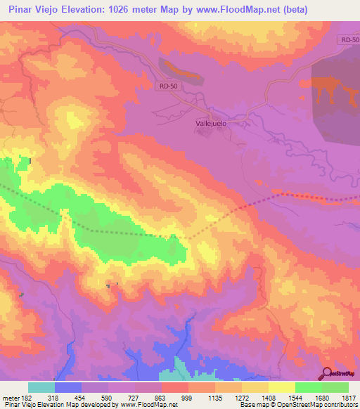 Pinar Viejo,Dominican Republic Elevation Map