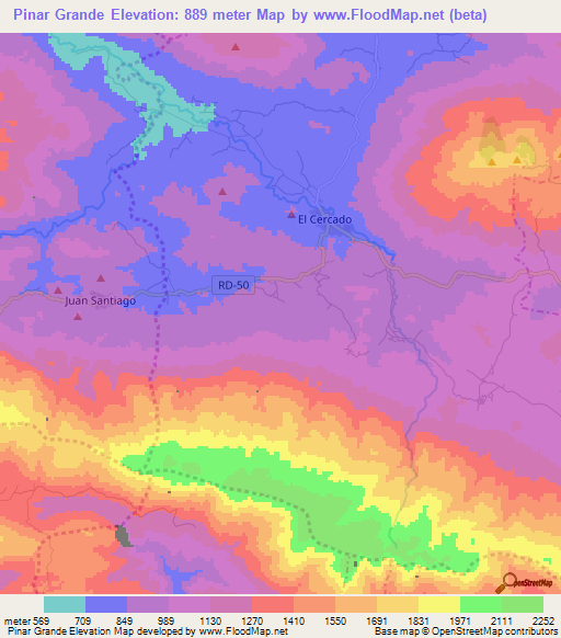 Pinar Grande,Dominican Republic Elevation Map