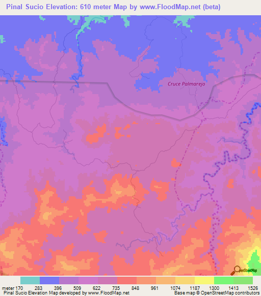 Pinal Sucio,Dominican Republic Elevation Map