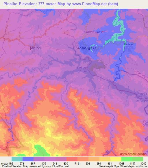 Pinalito,Dominican Republic Elevation Map