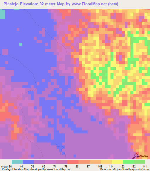 Pinalejo,Dominican Republic Elevation Map