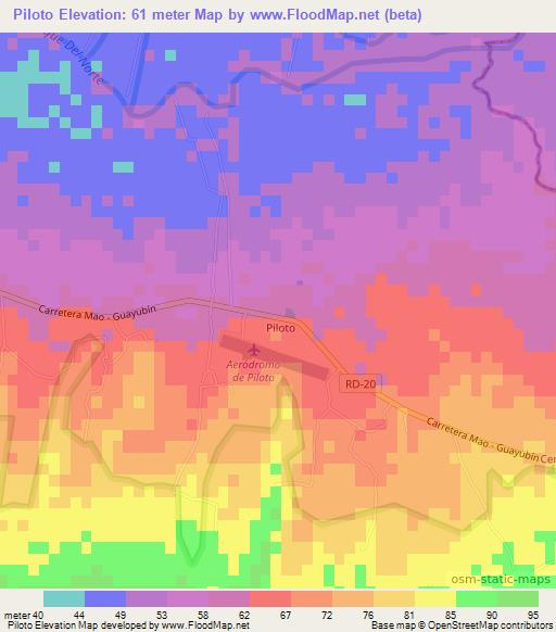 Piloto,Dominican Republic Elevation Map