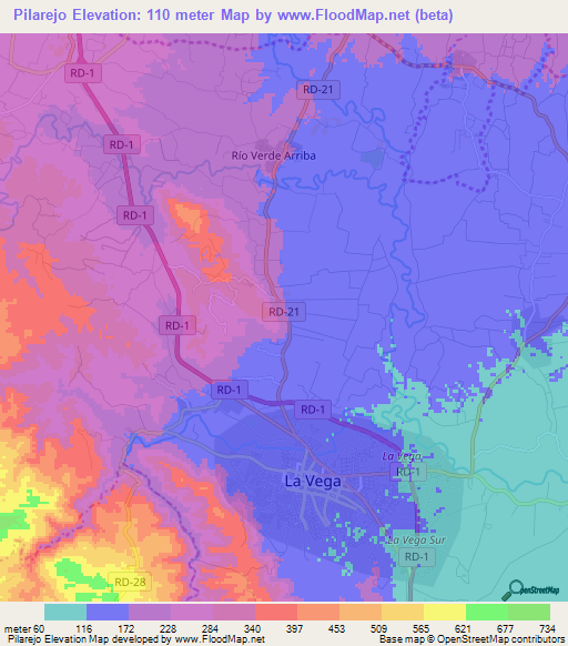 Pilarejo,Dominican Republic Elevation Map