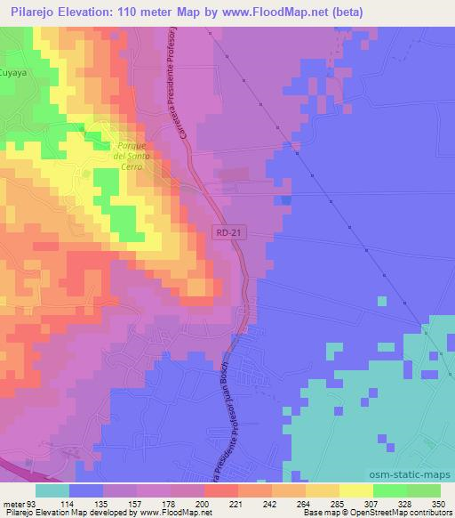 Pilarejo,Dominican Republic Elevation Map