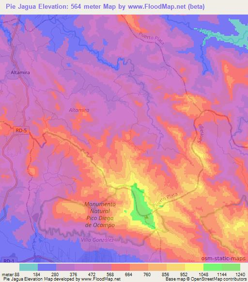 Pie Jagua,Dominican Republic Elevation Map