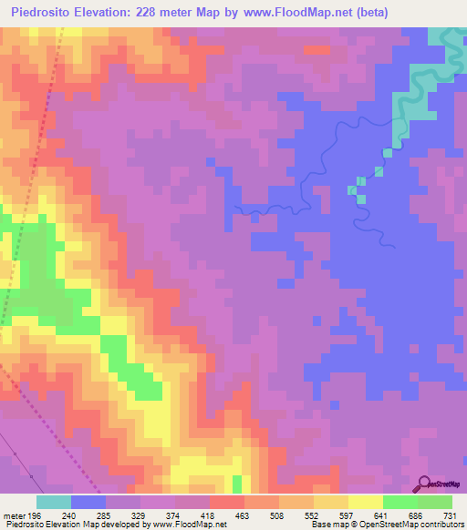 Piedrosito,Dominican Republic Elevation Map