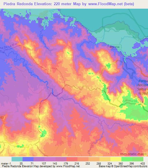 Piedra Redonda,Dominican Republic Elevation Map