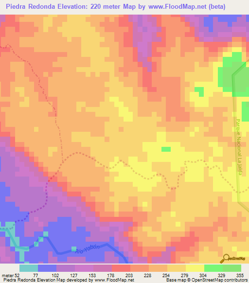 Piedra Redonda,Dominican Republic Elevation Map