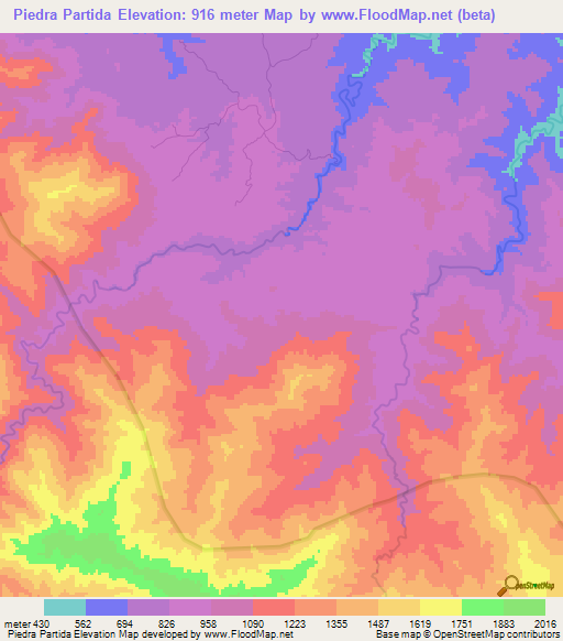 Piedra Partida,Dominican Republic Elevation Map