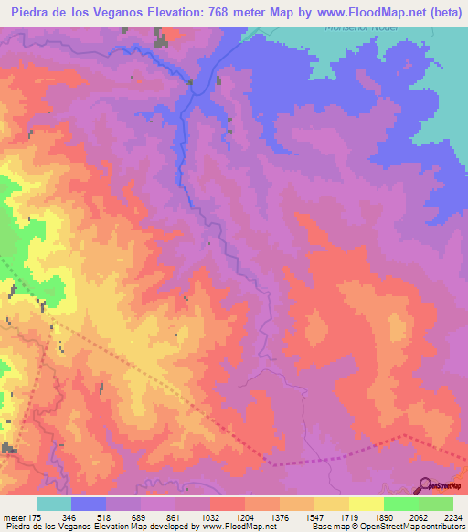 Piedra de los Veganos,Dominican Republic Elevation Map