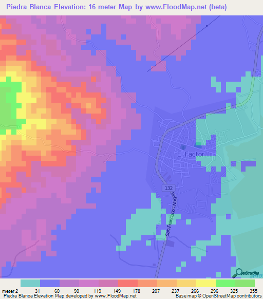 Piedra Blanca,Dominican Republic Elevation Map