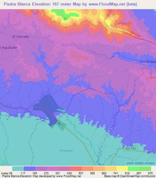 Piedra Blanca,Dominican Republic Elevation Map