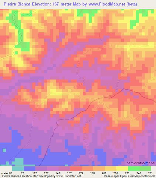 Piedra Blanca,Dominican Republic Elevation Map