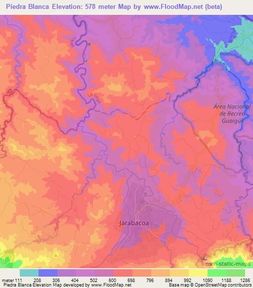 Piedra Blanca,Dominican Republic Elevation Map