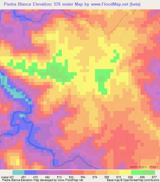 Piedra Blanca,Dominican Republic Elevation Map