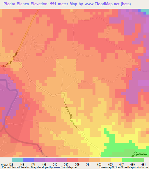 Piedra Blanca,Dominican Republic Elevation Map