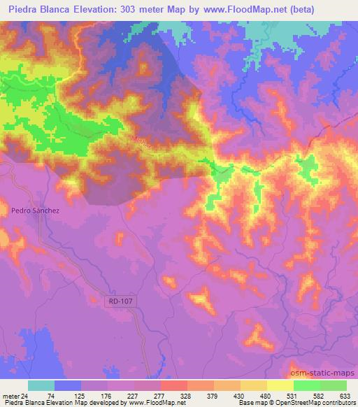 Piedra Blanca,Dominican Republic Elevation Map