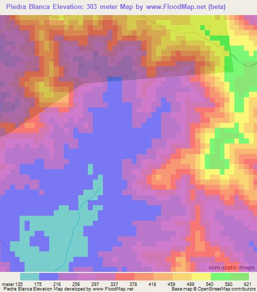 Piedra Blanca,Dominican Republic Elevation Map