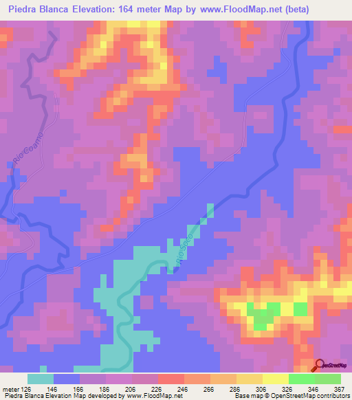 Piedra Blanca,Dominican Republic Elevation Map