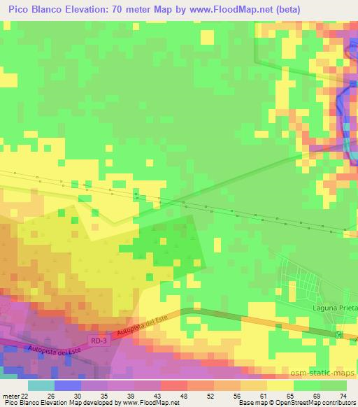 Pico Blanco,Dominican Republic Elevation Map