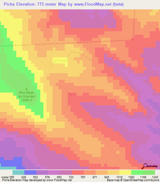 Piche,Dominican Republic Elevation Map