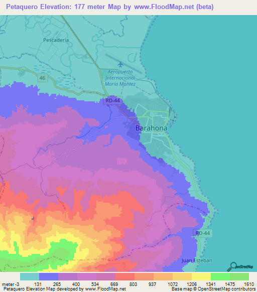 Petaquero,Dominican Republic Elevation Map