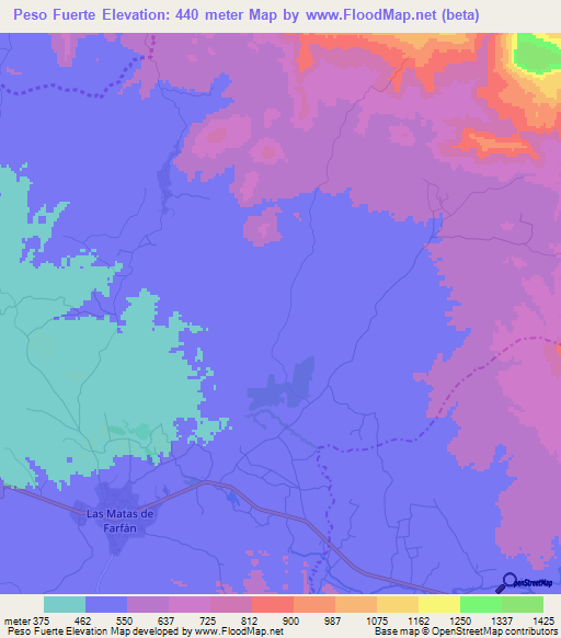 Peso Fuerte,Dominican Republic Elevation Map